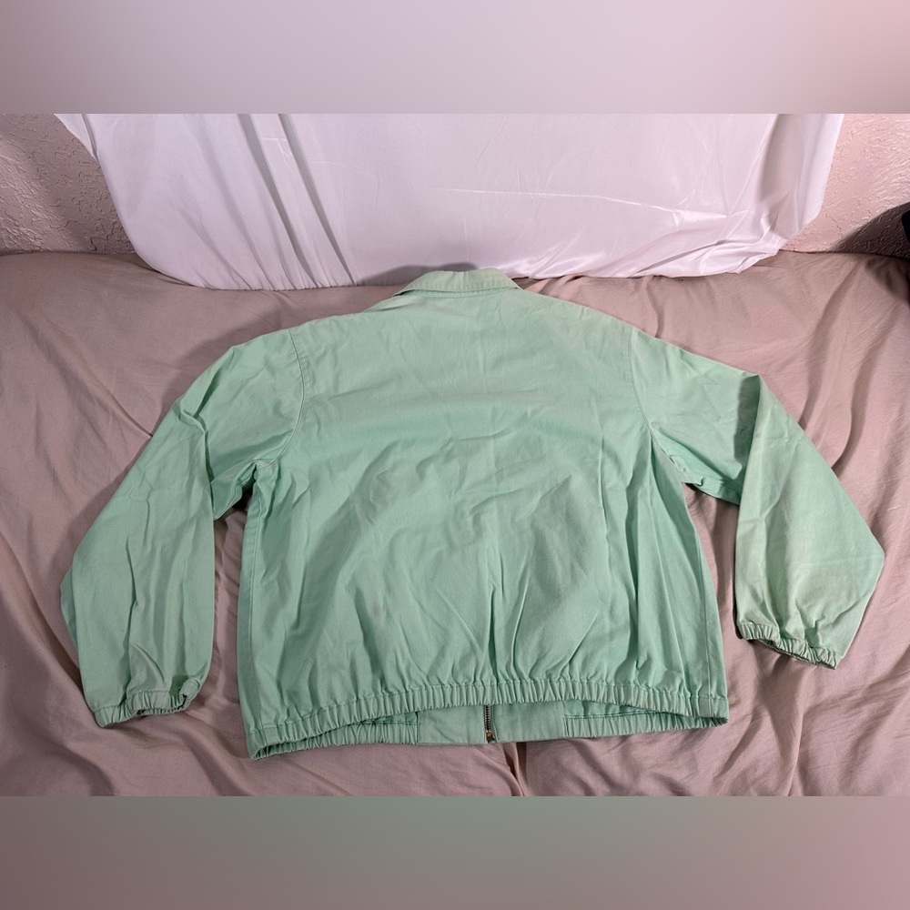 Vintage Polo Ralph Lauren Mint Green Large Full-Zip Harrington 90s USA Made RARE - Picture 13 of 16